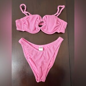 Wild Fable Pink Textured Bikini Set Top L Bottom M